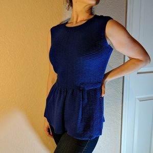 Worthington peplum blue sleeveless shirt size M